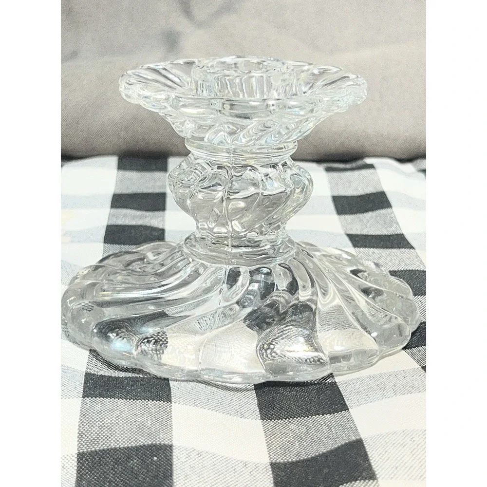 VTG Fostoria Colony Crystal Swirl Single Candlestick Holder 3